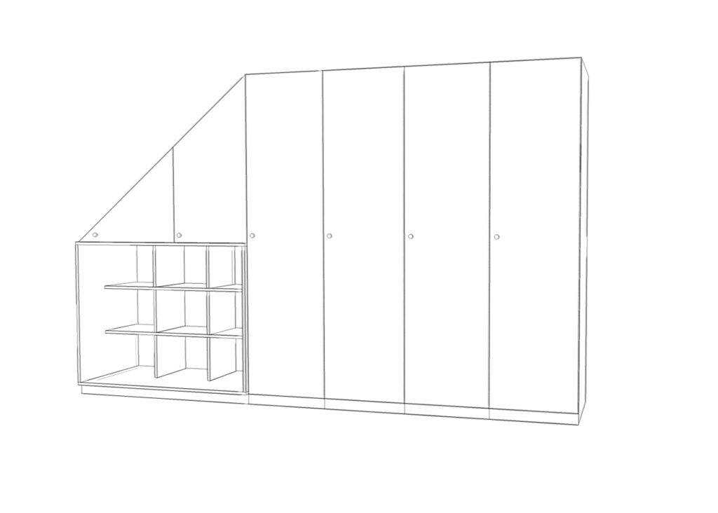 Preisbeispiele für einen Einbauschrank mit sechs Schrankelementen und einem Regal.